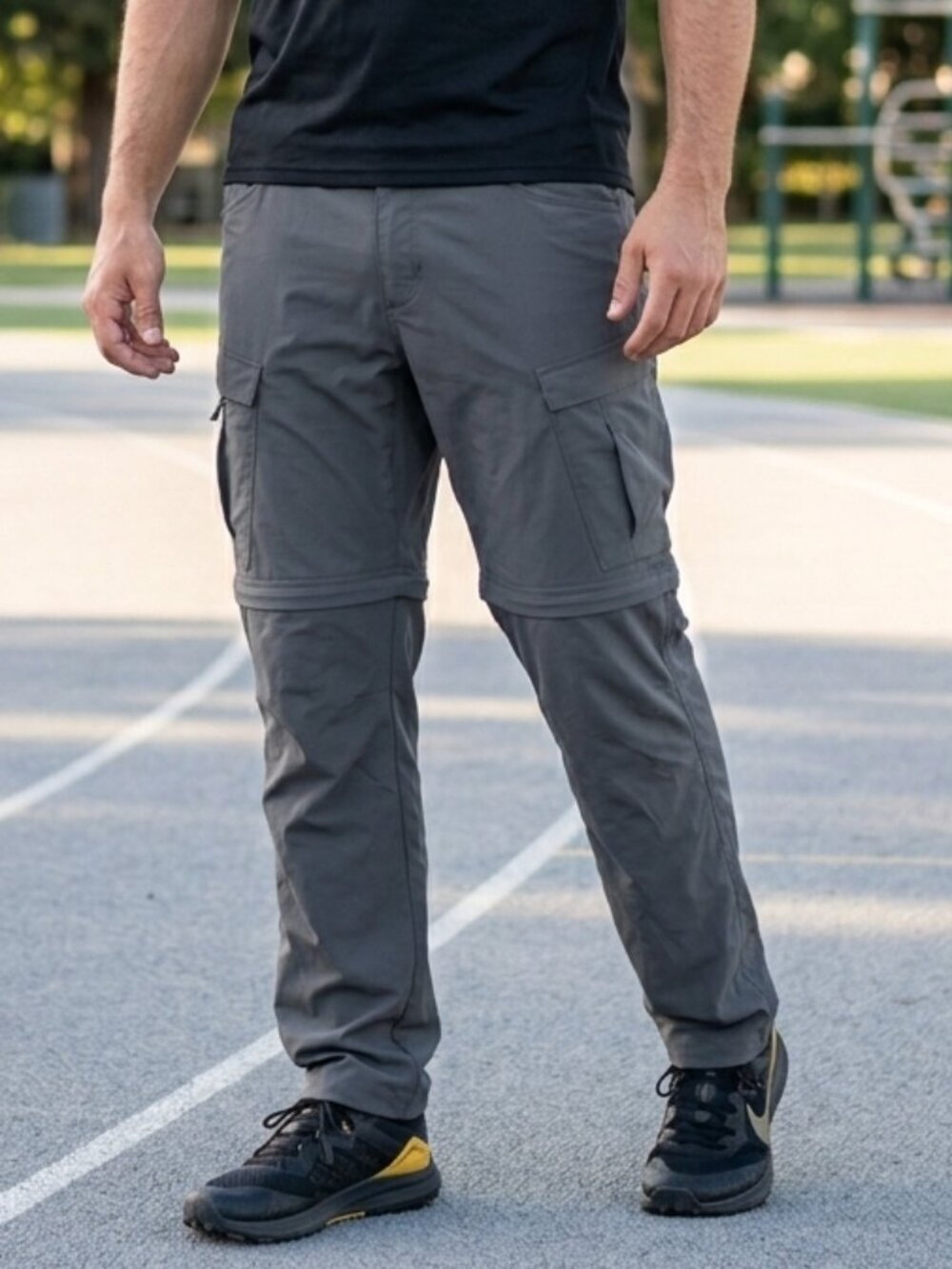 REI CO-OP Pants Men's Convertible Cargo Size 34x30- Gray Sahara Outdoorsy Nylon